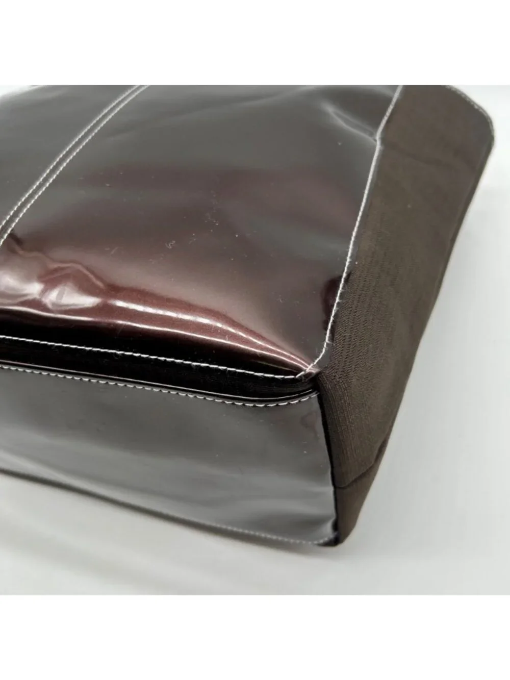 Brown Glossy Fabric Tote Bag